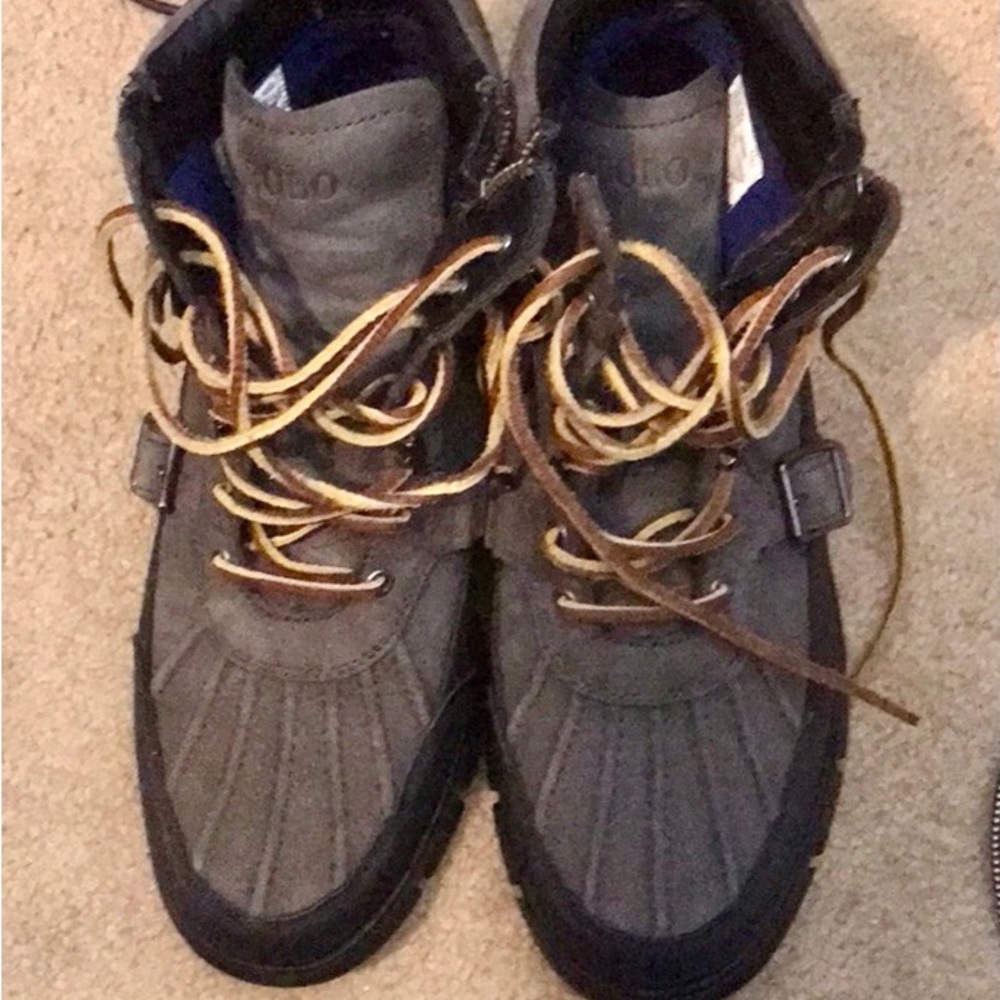 Polo Ralph Lauren « Demond » cuir gris canard à lacets bottes hommes 10.D